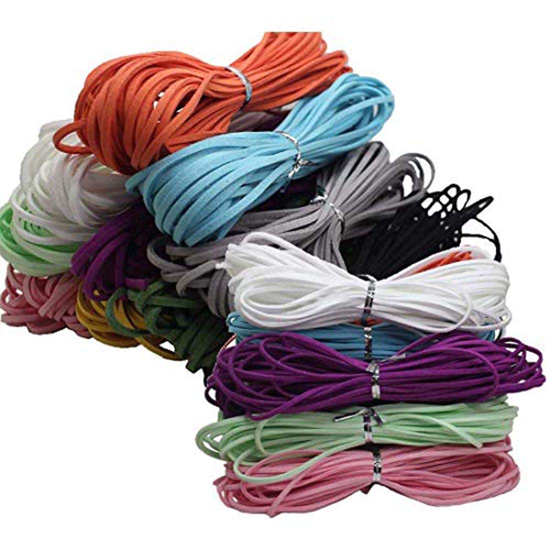 DIY Crafts Pack Of 10+ Color, Random Colour Set # 5, Micro-Fiber Flat Leather Lace Beading Thread Faux Suede Cord String Velvet Bead (Pack Of 10+ Color, Random Colour Set # 5)