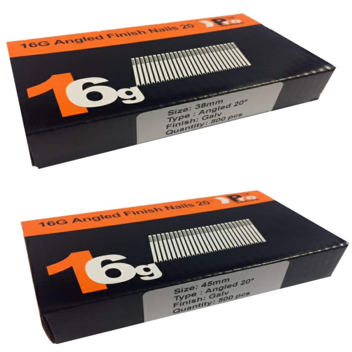 Pro Series Mixed Handy Packs - Quantity 1000 Brad/Nails16 Gauge Angled For Paslode, Dewalt (38Mm + 45Mm Angled 16 Gauge)