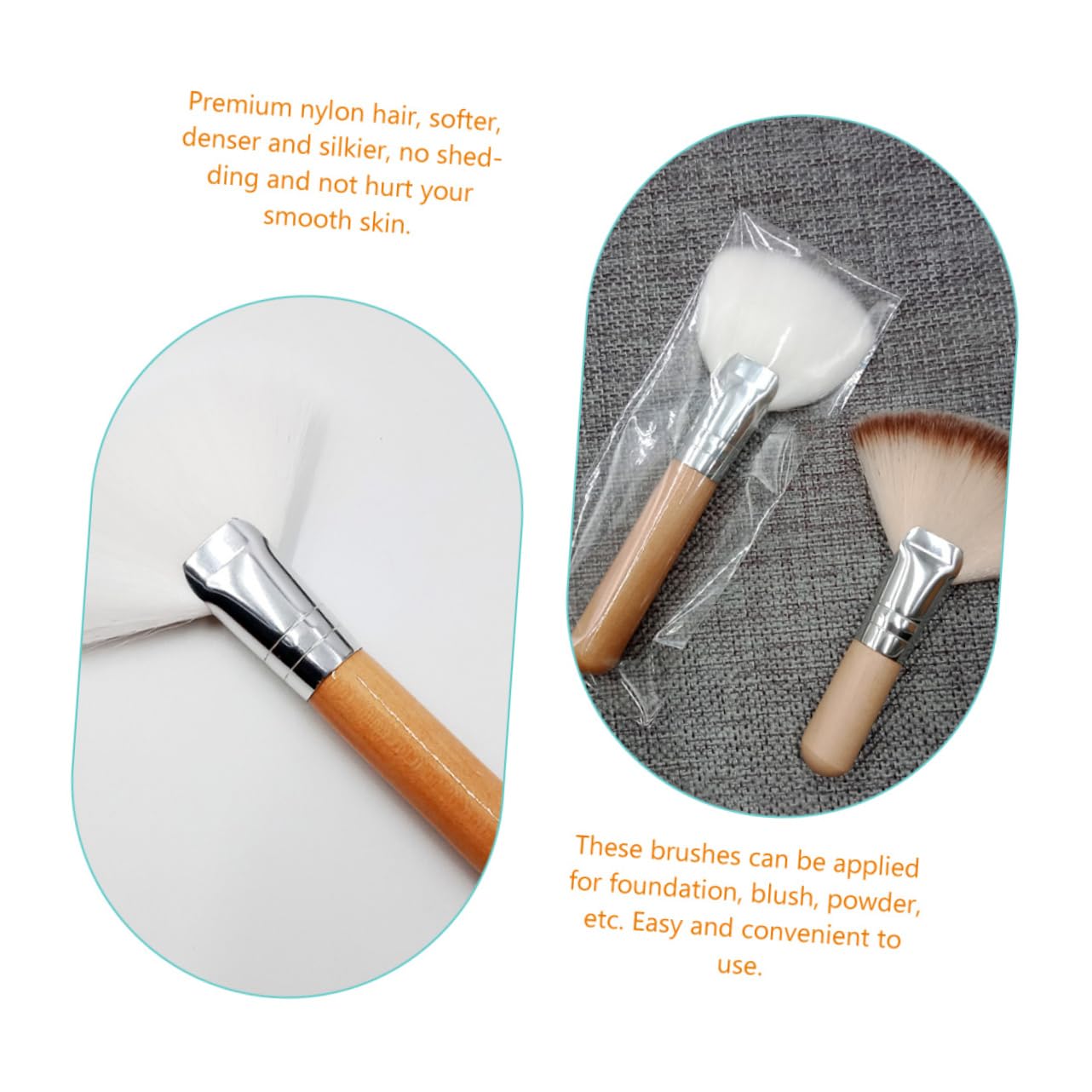 Beavorty 4 Set Di Pennelli Per Il Trucco Illuminanti Morbidi E Densi in Nylon Per Il Viso Anti-perdita Comodi Per Donne Ragazze E Signore 4 Pezzi*4