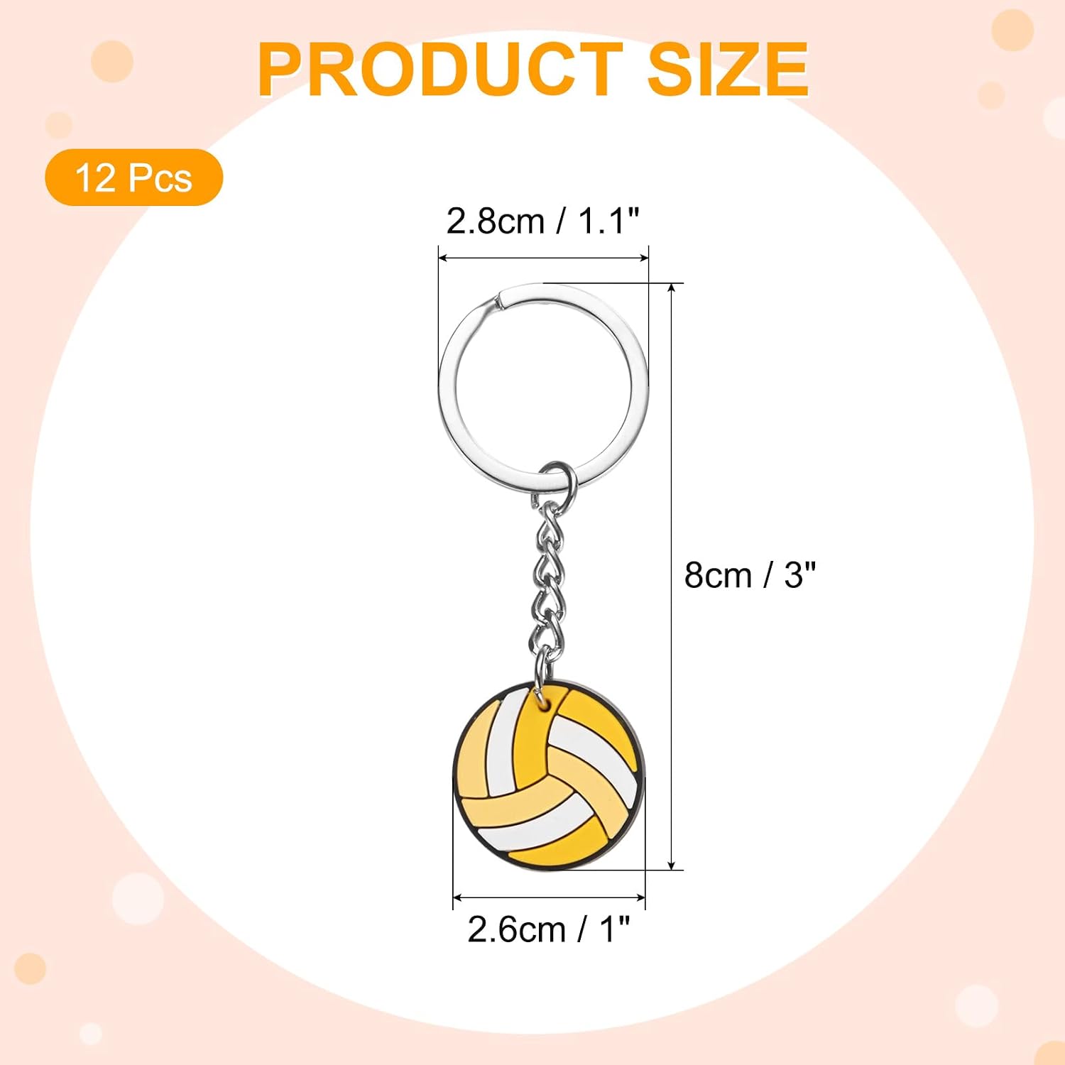 MECCANIXITY Volleyball Keychain Bulk, Volleyball Keychains with Metal Ring Backpack Charm Team Gifts Sports Party Favors