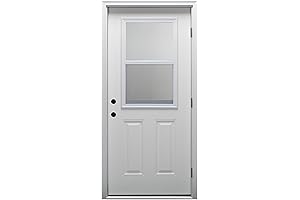 National Door Company: Fiberglass Exterior Door with Window (Primed, 1/2 Lite 2-Panel, Glass & Screen)