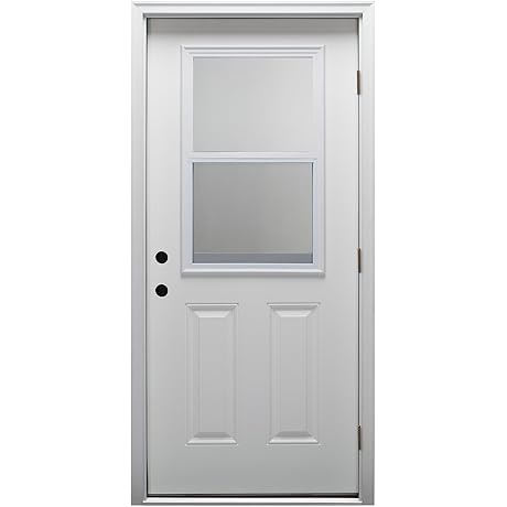 National Door Company: Fiberglass Exterior Door with Window (Primed, 1/2 Lite 2-Panel, Glass & Screen)