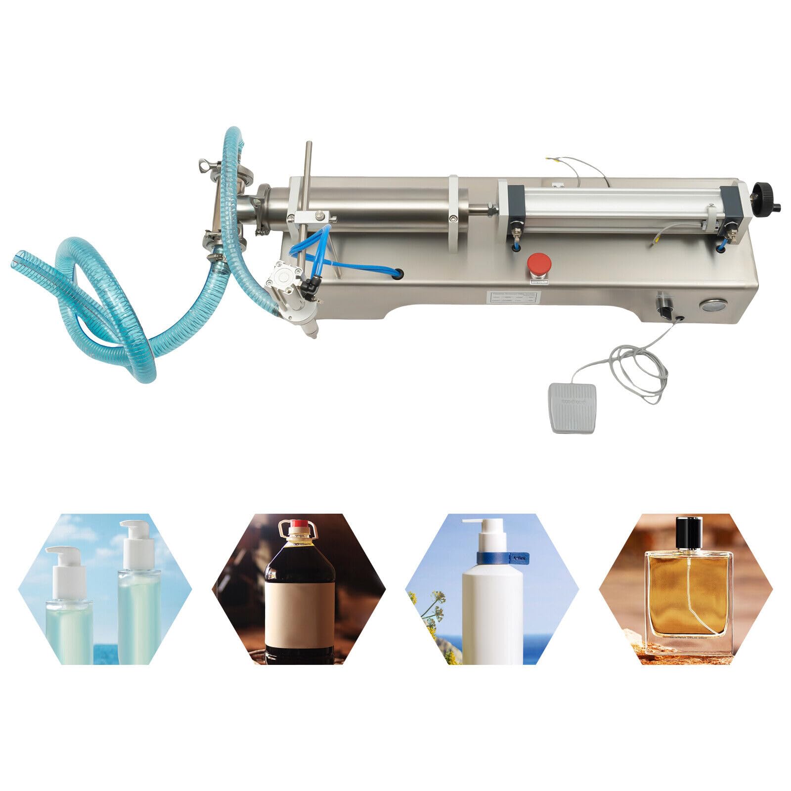 Macchina di riempimento pneumatica da 30W | 40 bottiglie/min orizzontale pneumatica liquida riempitrice | shampoo per vino cosmetico, macchina di riempimento 100-1000ML