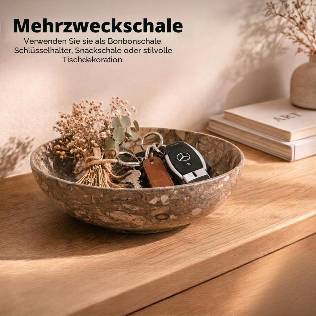 Radicaln Radikal Marmor-Obstschale, 25,4 cm,ozeanische,handgefertigt, dekorative Schüssel für Küchentheke, Couchtisch, Tafelaufsatz, Bananenhalter, Heimdekor-Akzent
