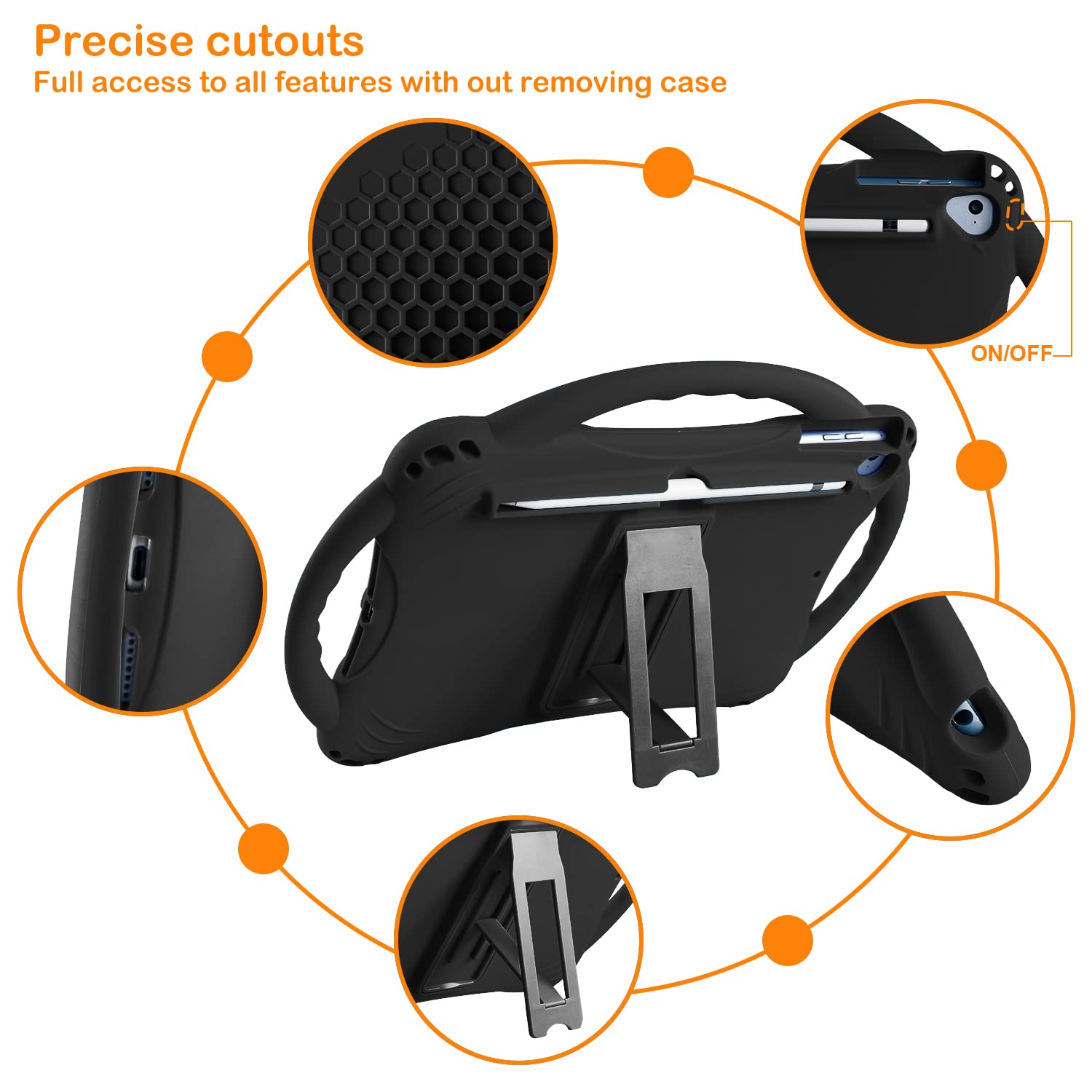 Kids IPad Case For 10.2 Inch IPad - Shockproof Silicone Cover With Screen Protector & Strap - Fits IPad 7th/8th/9th Gen