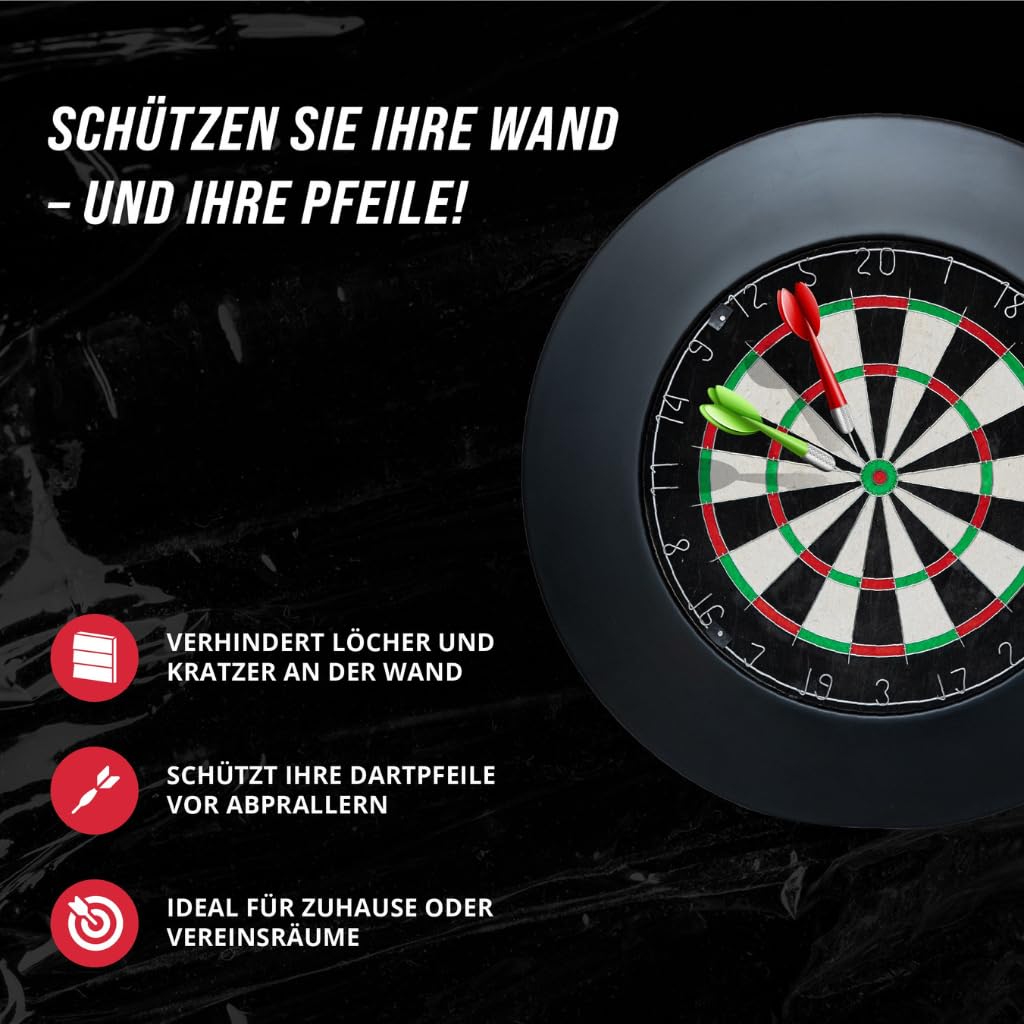 Peakridge® Dartboard Surround – Einteiliger Schutzring für Standard-Dartscheiben, perfekte Passform & Wandschutz