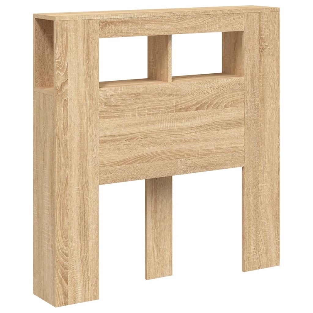 Refined Cabecero con LED Cabecera con Almacenaje Cabezal de Cama Cabecero para Dormitorio Madera ingeniería Roble Sonoma 100x18,5x103,5 cm