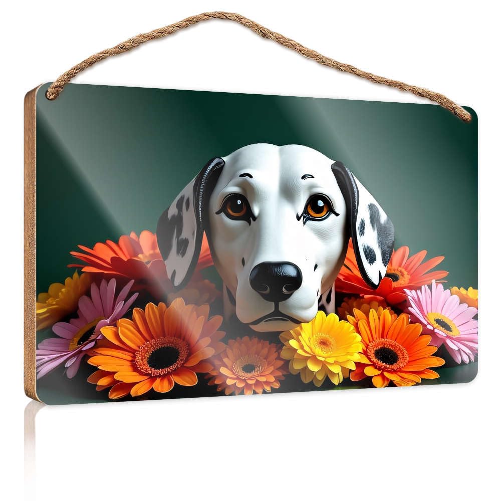 Bathroom Hanging Decor A Dalmatian Surrounded By Vibrant Flowers. Boys Bedroom Decorations Front Porch Decor Ideas(23X35CM)