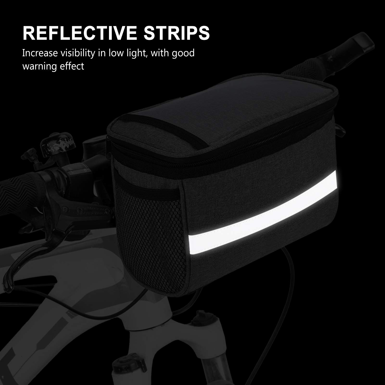 Lixada Sacoches de guidon pour vélo, sacoche de guidon de vélo, sac de transport pour guidon de vélo, sac de transport pour guidon de vélo, porte-téléphone
