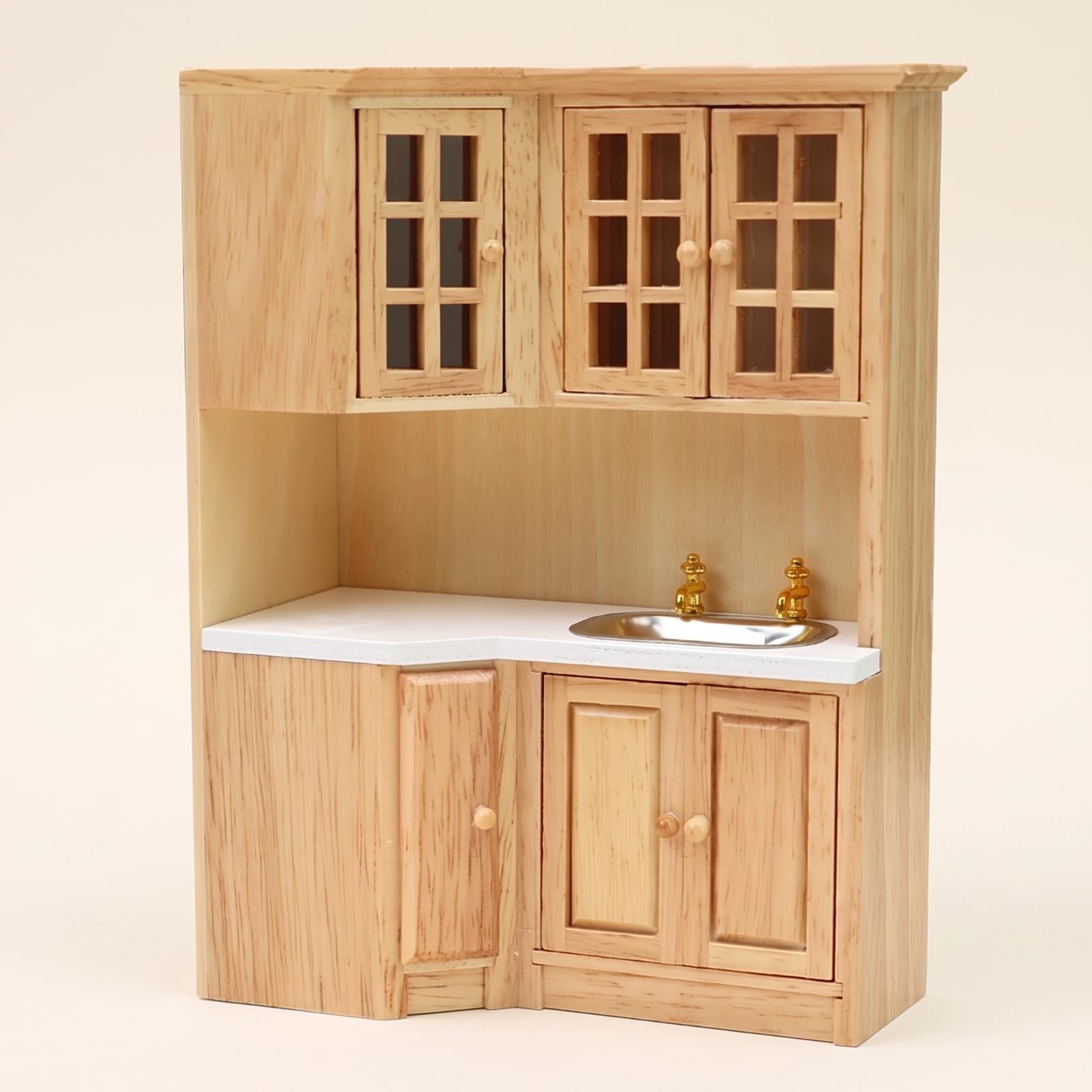 Colcolo Casa de Muñecas Miniatura Armario Alacena Mueble Cocina con Compartimento de Horno y Pomos Pequeños Redondos Madera de Escala 1 12 Adecuada para
