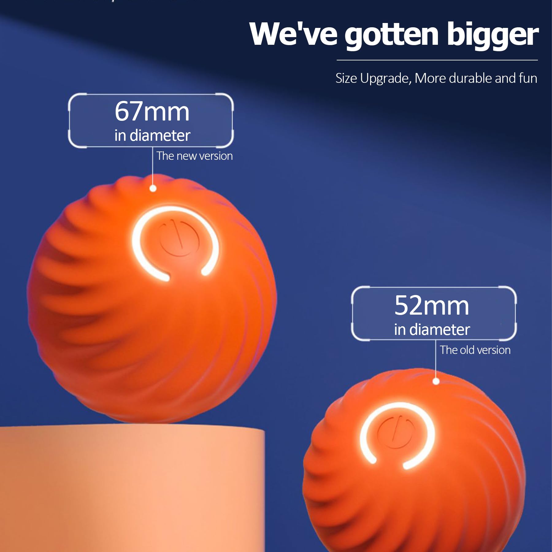 Trumoon 2025 New Upgrade Dog Bouncing Ball, Smart Jumping Dog Balls That Moves on Its Own(Size Upgrade - Orange)