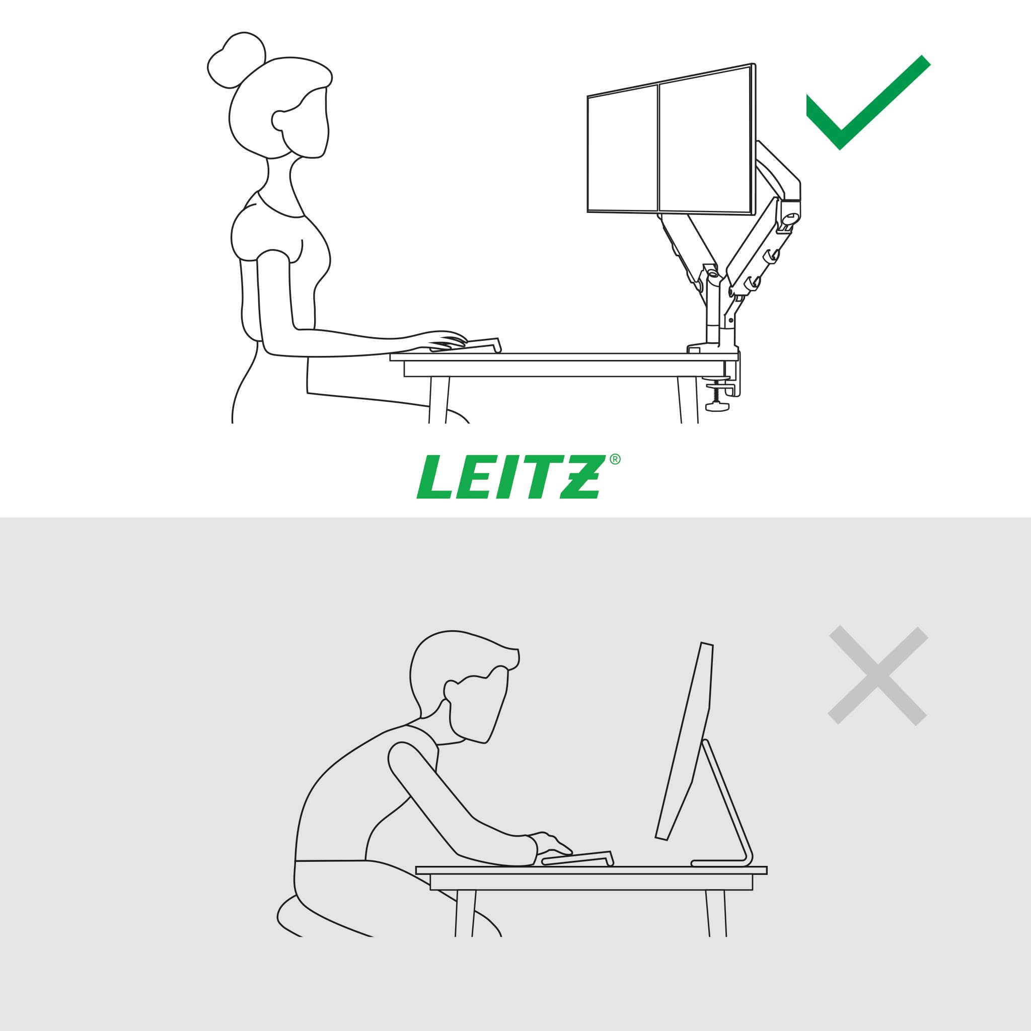 Leitz Ergo Platzsparender Doppel-Monitorarm für 17–32-Zoll-Monitore – Bild 7