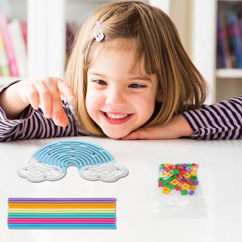 Sensory Activity Board,Cloud Shaped Sensory Board,Silicone Fidget Toys Help Alleviate Hyperactivity and Anxiety Comes with 12 Silicone Strips and 52 Massage Particles (Blue) - Image 4