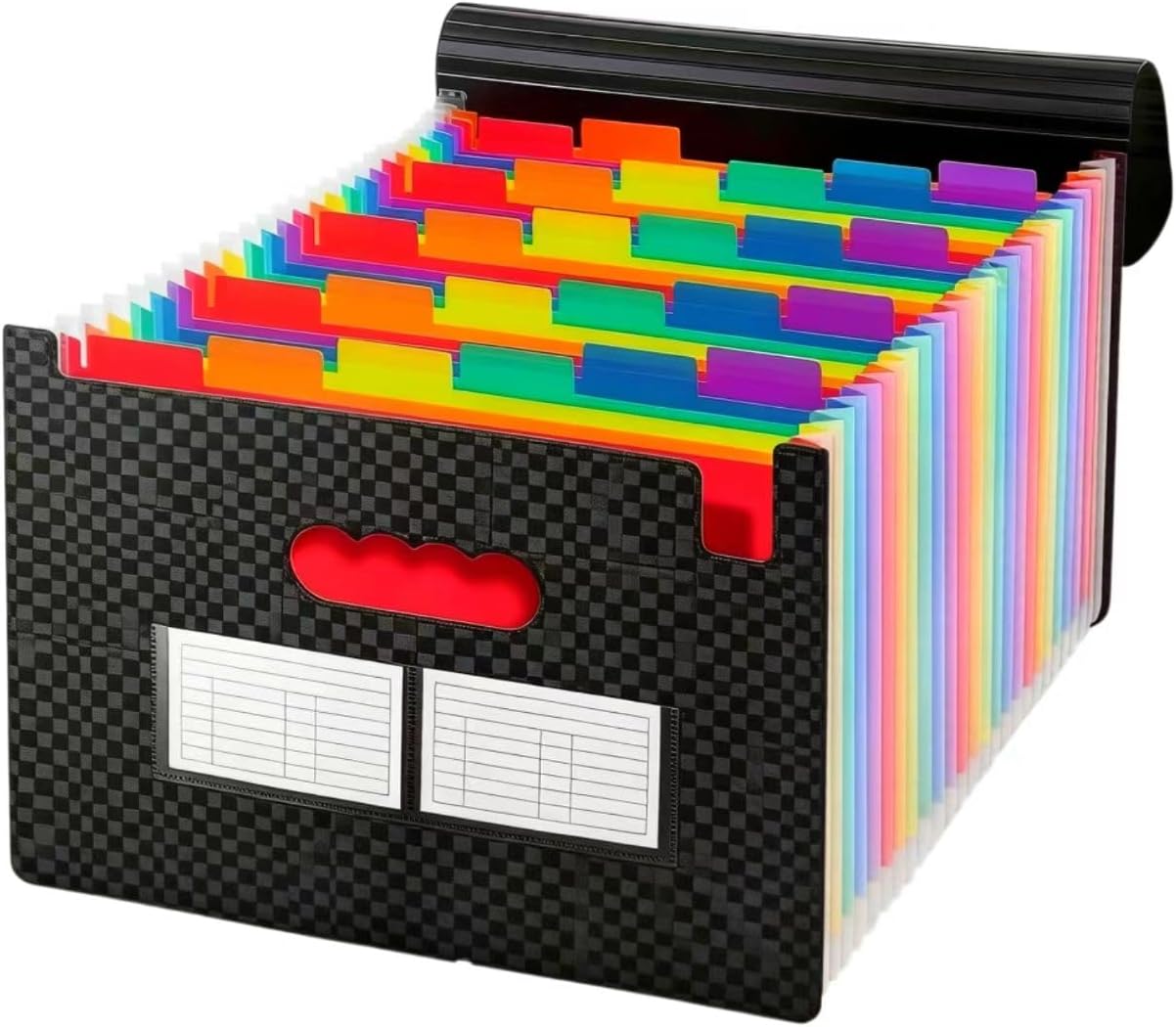 25-Pocket Accordion File Organizer with Lid, Monthly Bill Receipt Tax Organizer,High Capacity Expanding File Folder, Letter/A4 Size Essentials for School, Home, and Office-Black