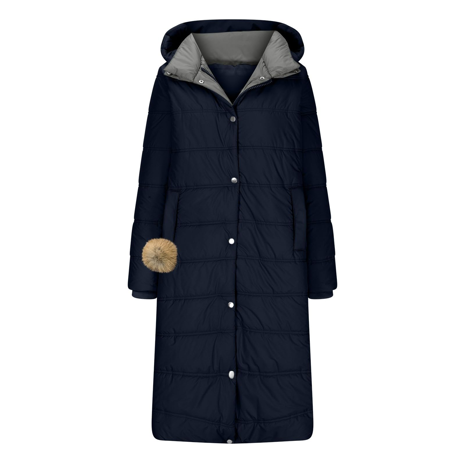 Genérico Abrigo Plumon Mujer Largo,Chaqueta De Invierno De Manga Larga Con Cremallera Y Bolsillos Para Mujer