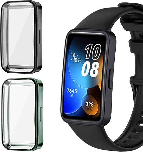 Miniatura 1 de Paquete de 2 Funda protectora de pantalla compatible con Huawei Band 8, carcasa chapada en TPU suave, carcasa protectora completa para pantalla