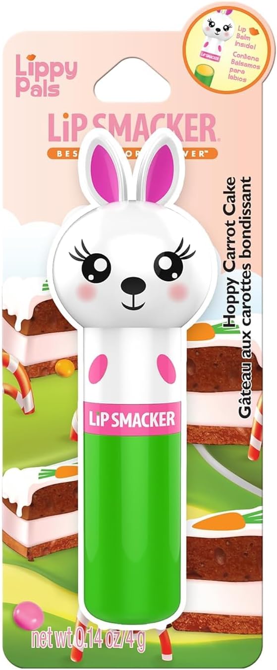 Lip Smacker Lippy Pals Bunny Rabbit, Flavored Moisturizing & Smoothing Soft Shine Lip Balm, Hydrating & Protecting Fun Tasty Flavors, Cruelty-Free & Vegan - Hoppy Carrot Cake