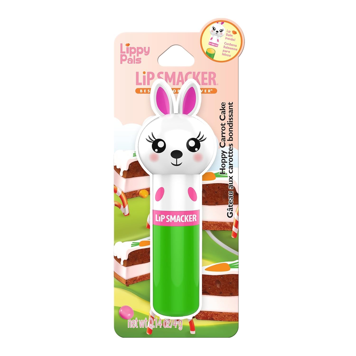Lip Smacker Lippy Pals Bunny Rabbit, Flavored Moisturizing & Smoothing Soft Shine Lip Balm, Hydrating & Protecting Fun Tasty Flavors, Cruelty-Free & Vegan - Hoppy Carrot Cake