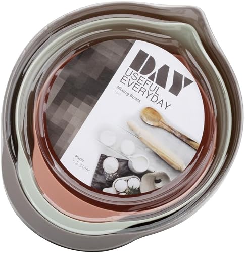 Day Mixing Bowl 3-Piece Set, Misty Coral/Mint Green/Flint Grey