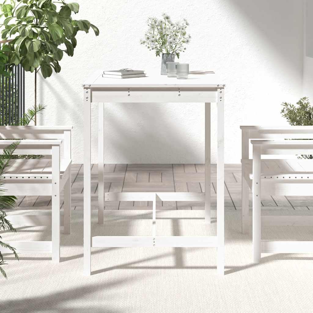 Mesa de jardín clásica de madera de pino maciza, 121 x 82,5 x 110 cm, marco de madera estable, mesa robusta para bebidas y aperitivos, ideal para terraza, balcón y jardín.