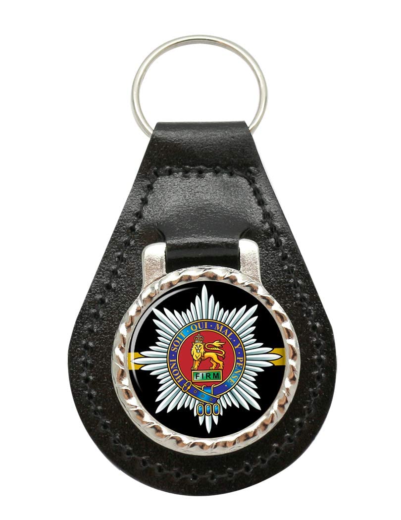 Giftshop Uk Cuir Noir Et Métal Argenté Worcestershire Regiment, British Army Leather Key Fob