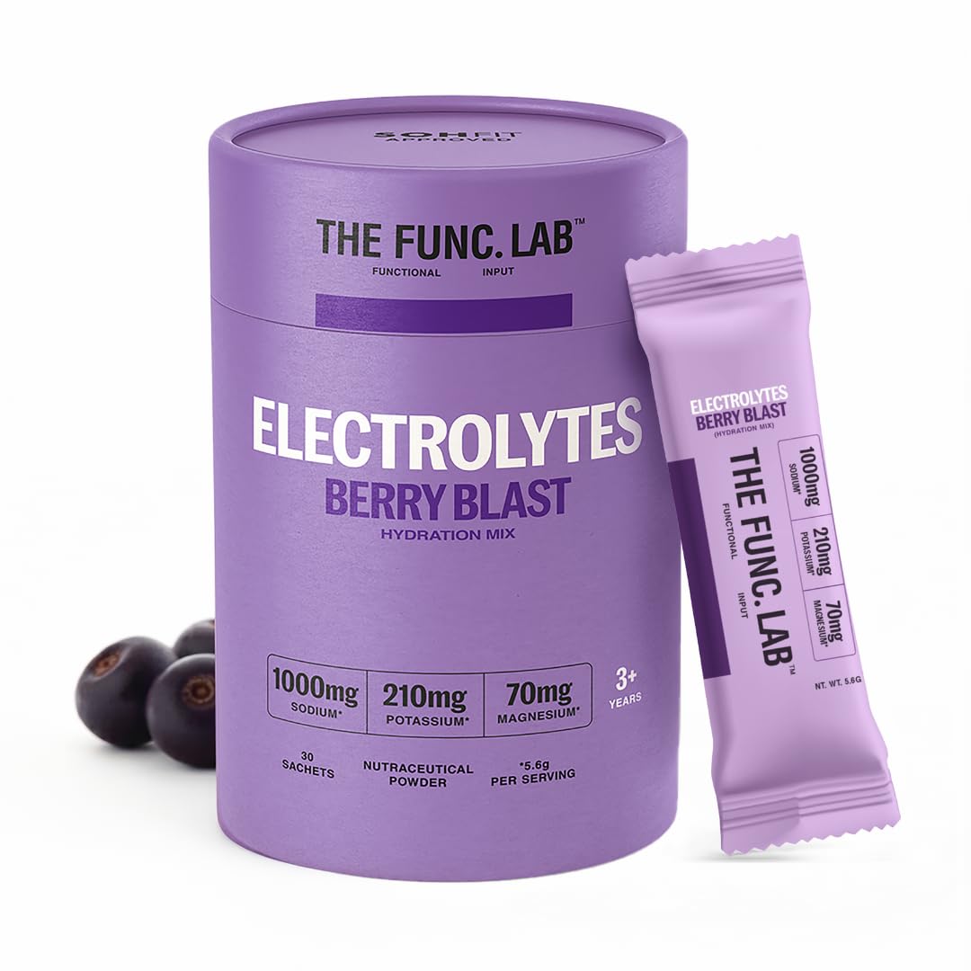 The Func. Lab Daily Electrolytes -Salty Berry Blast | 30 Sachets | Instant Hydration Powder with Sodium, Potassium, Magnesium | Sugar-Free, No Preservatives | Instant Energy, Performance & Recovery Drink