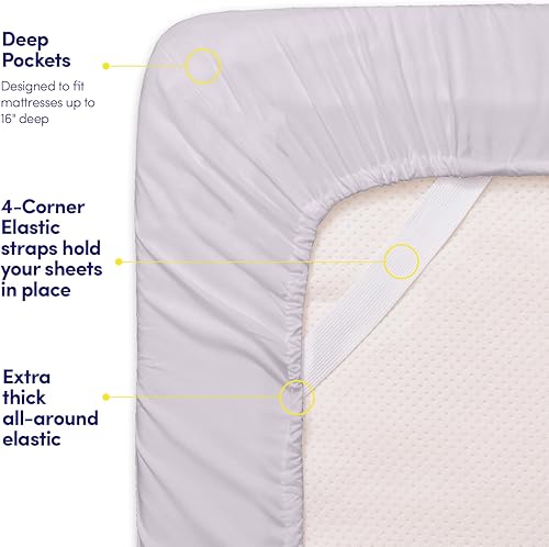 Vista 240 de 1500 Supreme Collection - Juego de sábanas extrasuaves con esquinas tipo bolsillos profundos, ropa de cama hipoalergénica sin arrugas, más de 40