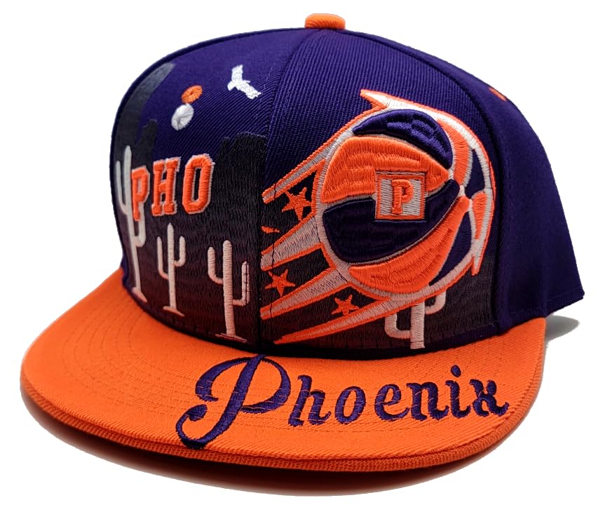 Phoenix New Leader Downtown PHX PHO Desert Cactus Purple Orange Era Snapback Hat Cap miniatura 2