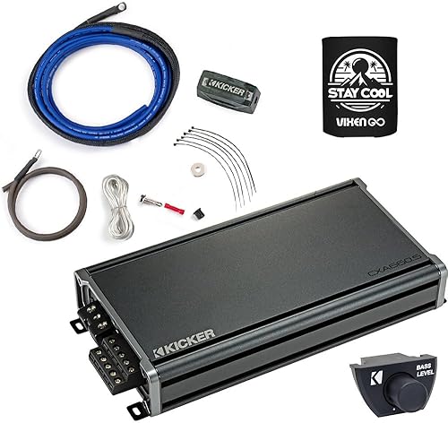 KICKER Amplifier, Remote and Amp Kit Package of 3 Items: 660W CX 5-Channel Amplifier with Dash-Mount Remote Bass Control and 4AWG Power Wiring Kit