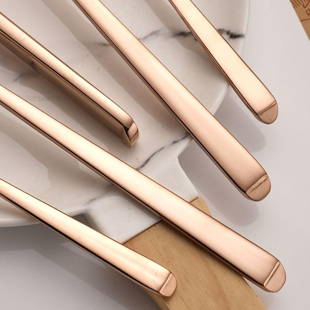 Rieort Ensemble d'argenterie 1/2/3 pièces, Couteau, Fourchette, cuillère, Or Rose, Ensemble de Couverts en Acier Inoxydable, fourchettes de Cuisine réutilisables