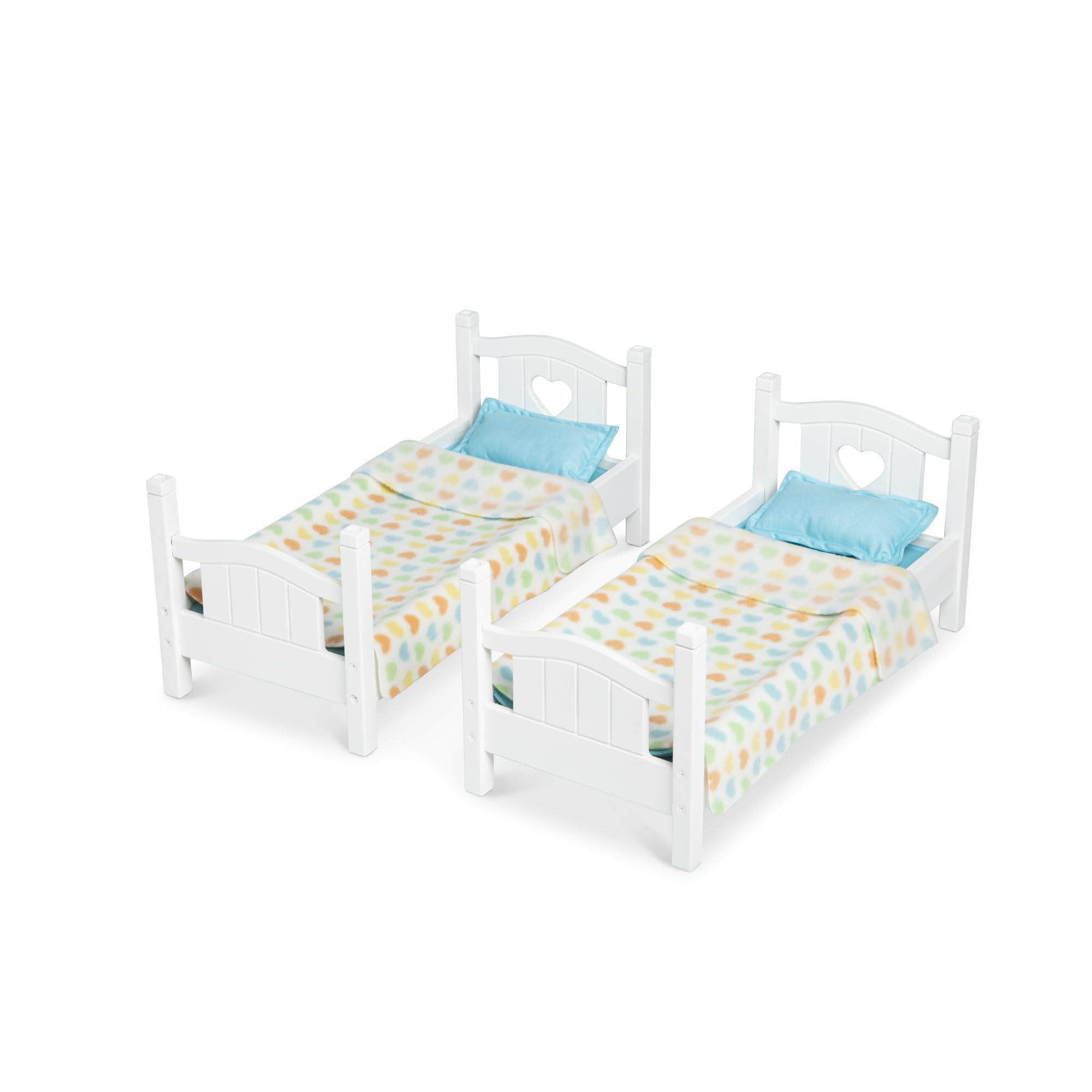 Melissa & Doug Mine to Love Wooden Play Bunk Bed for Dolls up to 18 inches-Stuffed Animals - White (2 Beds, 17.4”H x 9.1”W x 20.7”L Assembled and Stacked)
