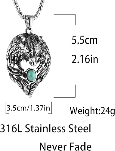 Miniatura 2 de STWTR Collar de cabeza de lobo vikingo, collar con colgante de amuleto escandinavo nórdico Fenrir nórdico