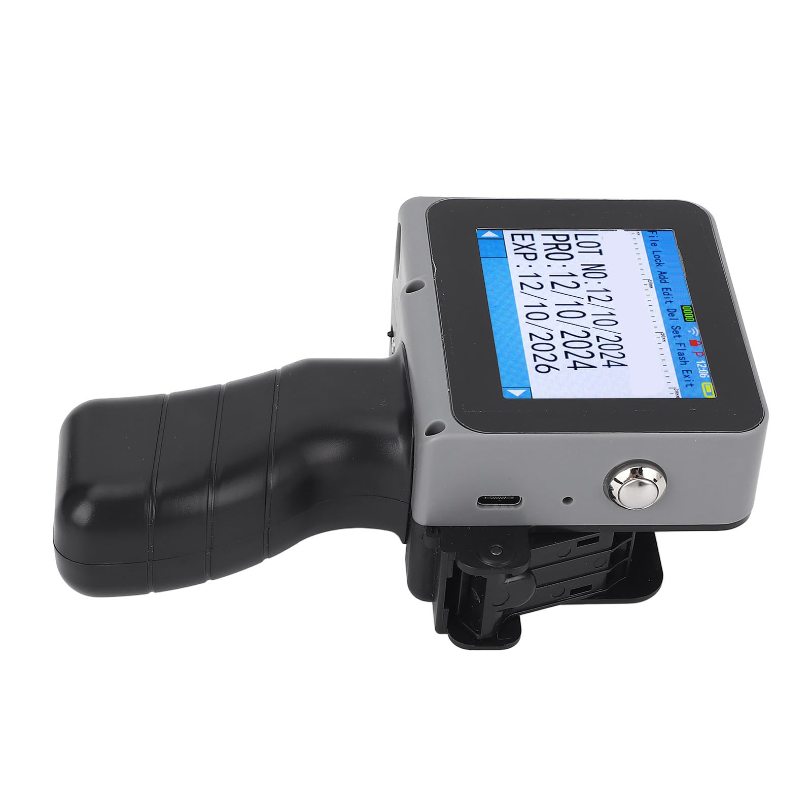 Walfront Handheld-Tintenstrahldruckerpistole, Tragbarer Mini-Tintenstrahldrucker mit HD-LED-Touchscreen für QR-Code- und Barcode-Druck, Ideal für die Verwendung von Text und Etiketten
