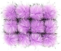 Vista 18 de 12 pompones de piel de mapache sintético para hacer tú mismo, pompón esponjoso para tejer sombrero, accesorios de bricolaje de 4.3 pulgadas