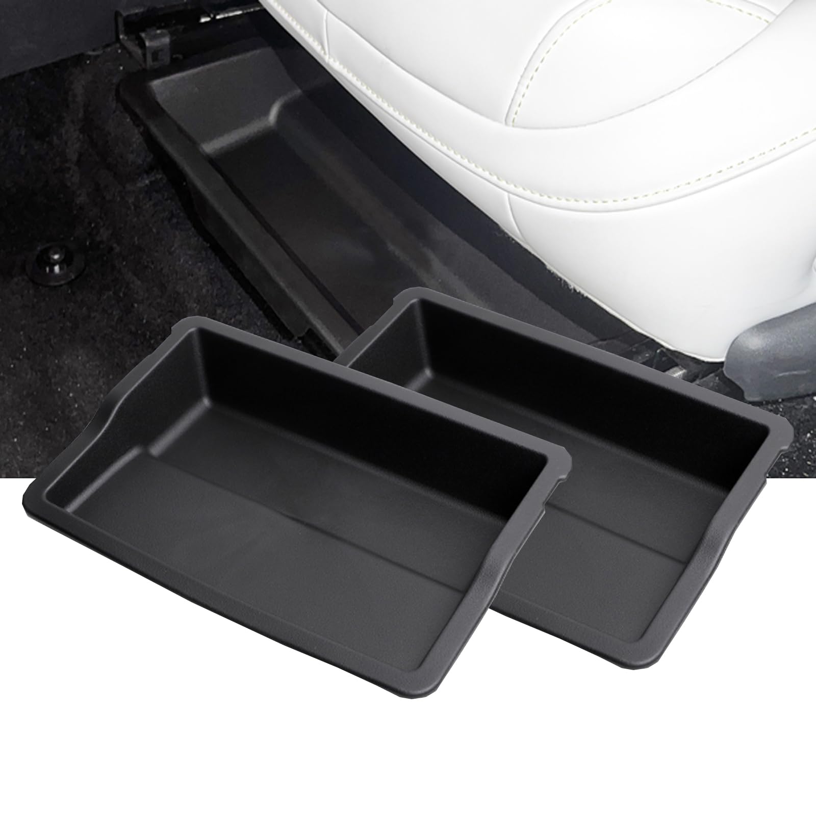 JULIK Unter Sitz Aufbewahrungsbox 2er Set für Xpeng G6 (2023-2025) - Versteckter Organizer unter Vordersitzen, TPE Wetterfest, schwarz