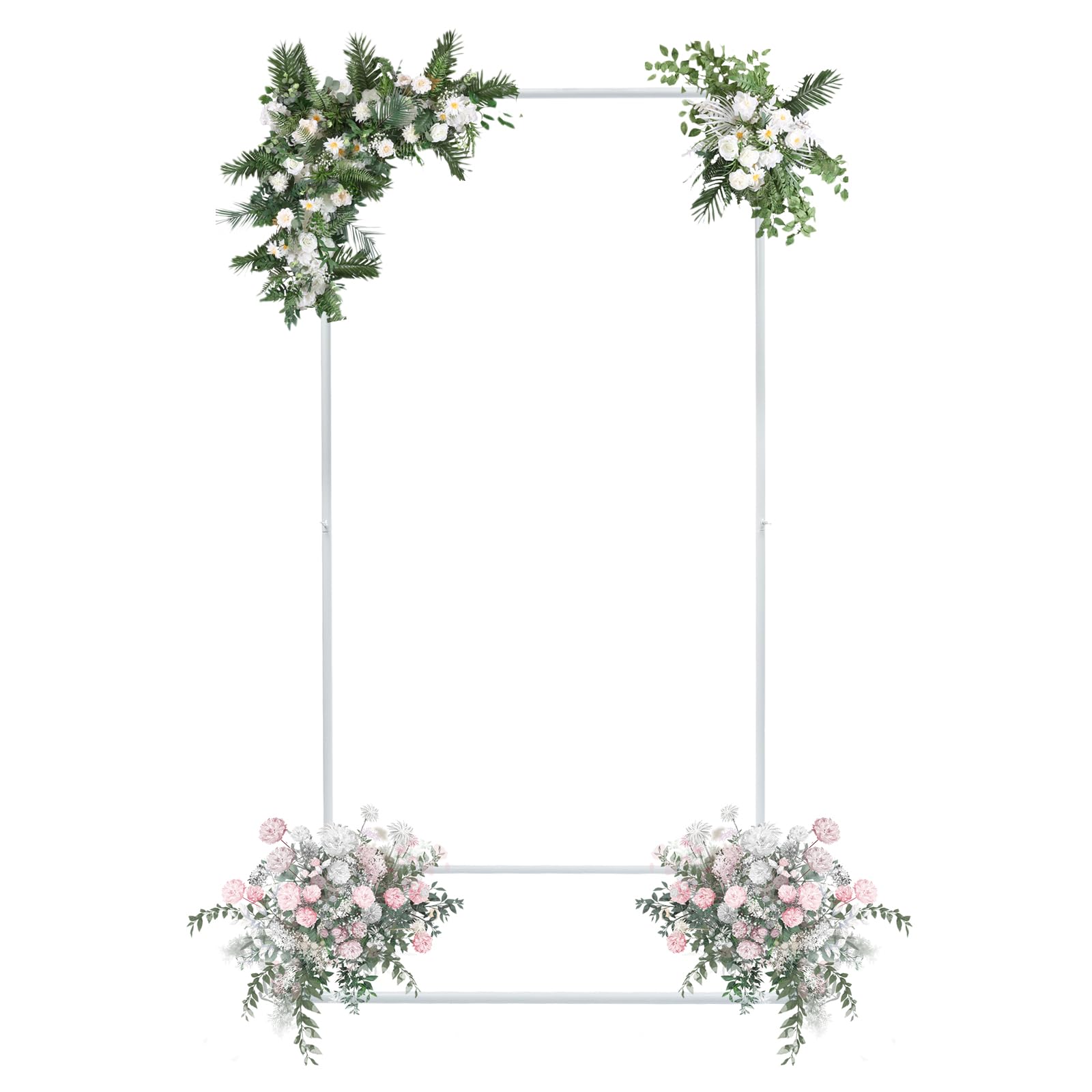 Metalowy łuk ślubny 103.5 x 200 cm, biały stojak do dekoracji ślubnych, prostokątny łuk tła, farba do pieczenia w wysokiej temperaturze, idealny na wesela i imprezy