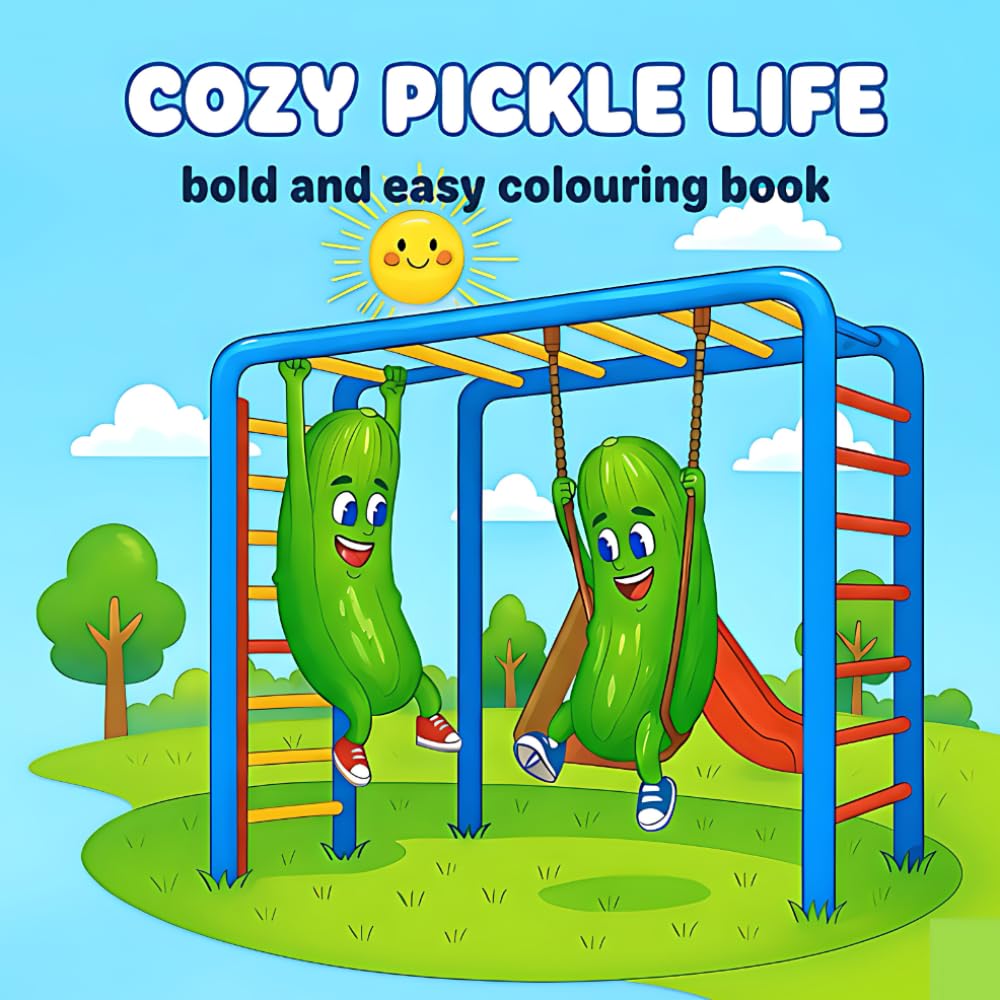 Cozy Pickle Life Cute Pickles Coloring Book: Bold, Simple and Cute Coloring Pages for Kids and Adults for Stress Relief and Joy