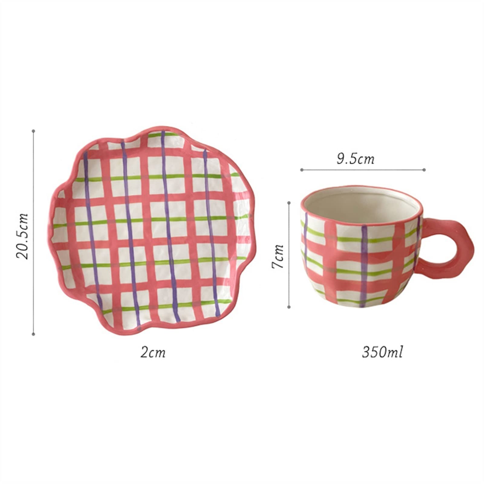 Mug Tasse Peinte à la Main Motif créatif gobelets et Assiettes sous-allumes de thé céramique thé café Tasse de Dessert Plate Alimentaire Cadeau à la Main Tasse à thé (Color : E)