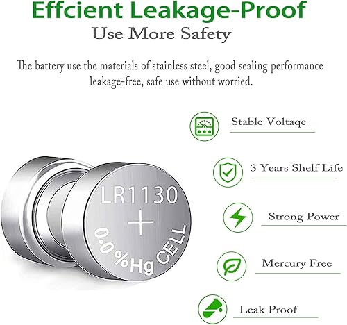 Miniatura 3 de LR1130 AG10 Baterías, alta capacidad SG10 389 189 Batería alcalina premium 1.5V botón pilas de monedas (40 unidades)