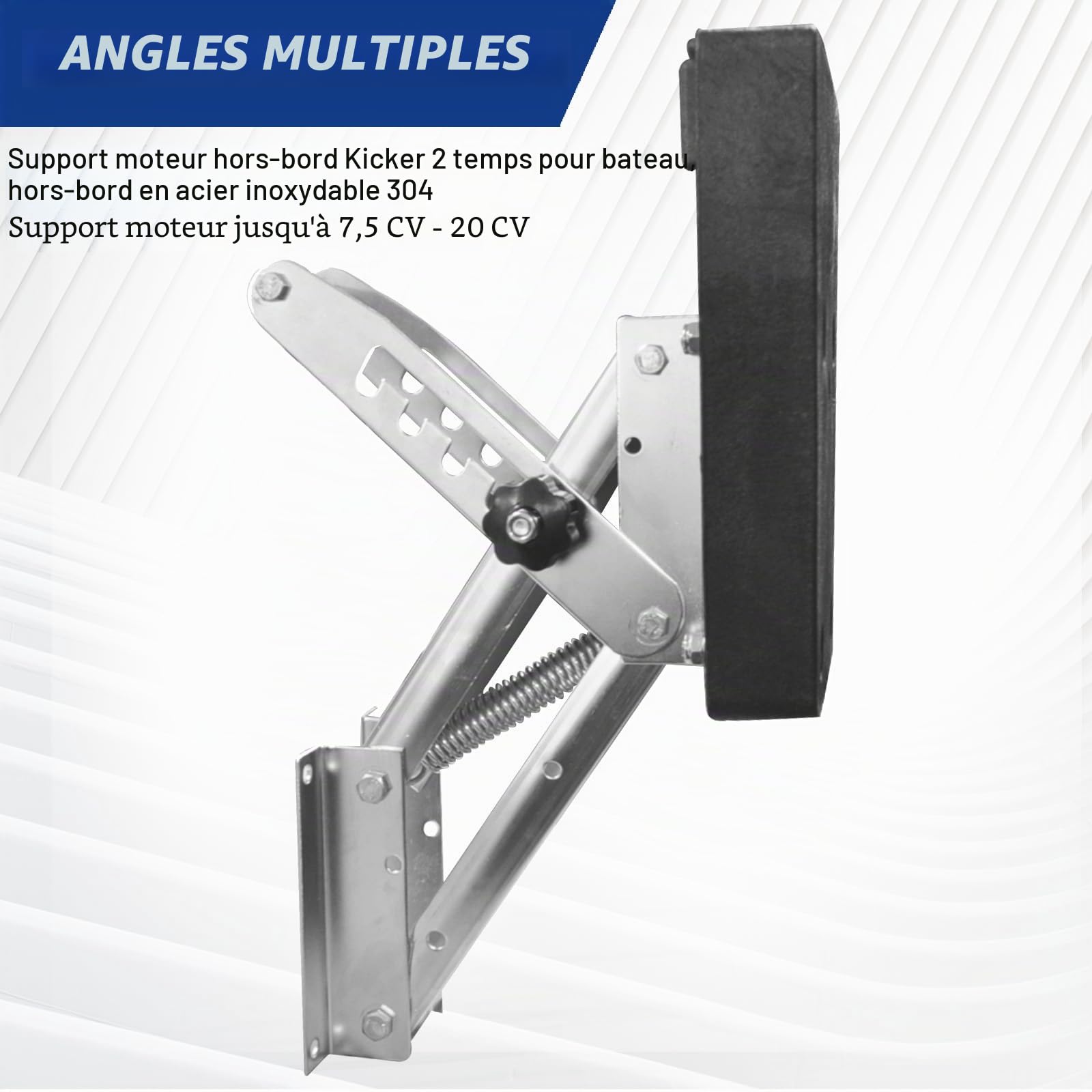 Support de moteur hors-bord 2 temps en acier inoxydable pour moteur hors-bord - Charge maximale : 7,5 CV - 20 HP