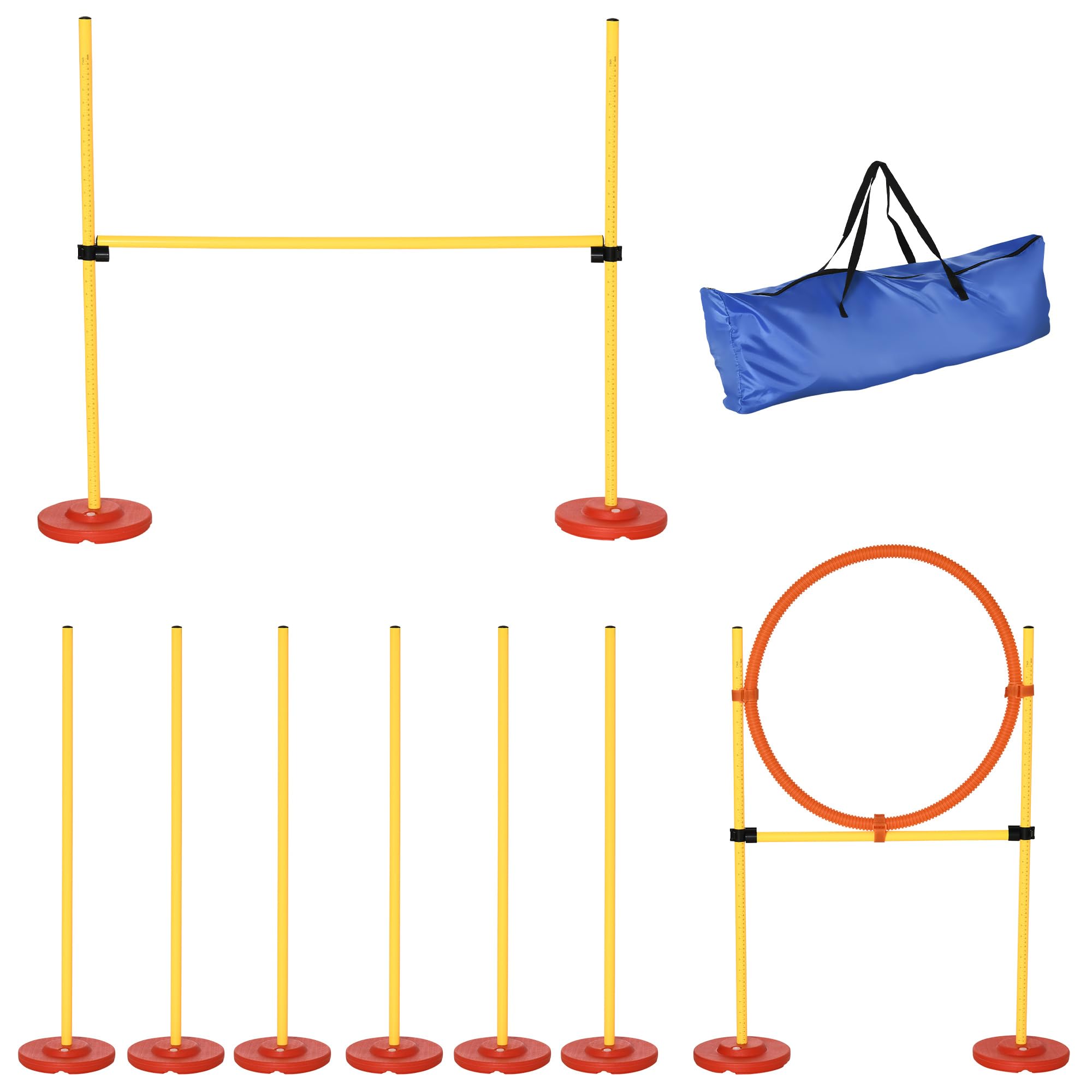 PawHut Dog Agility Equipment Training Portable Obstacle for Pet w/Adjustable Hurdles, Jumping Ring, Weave Poles โ image 1