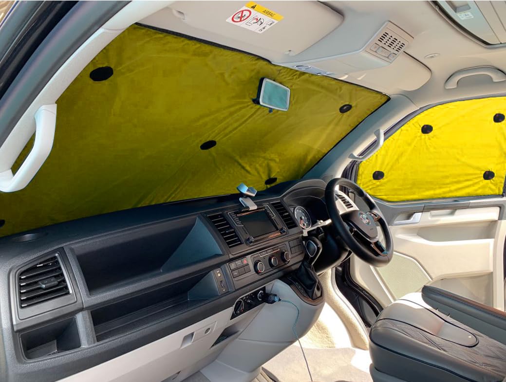 Covprotec Pair Of Middle Thermal Blinds, Compatible/Replacement For Vauxhall Vivaro (2019-Date) Backing Colour In Yellow