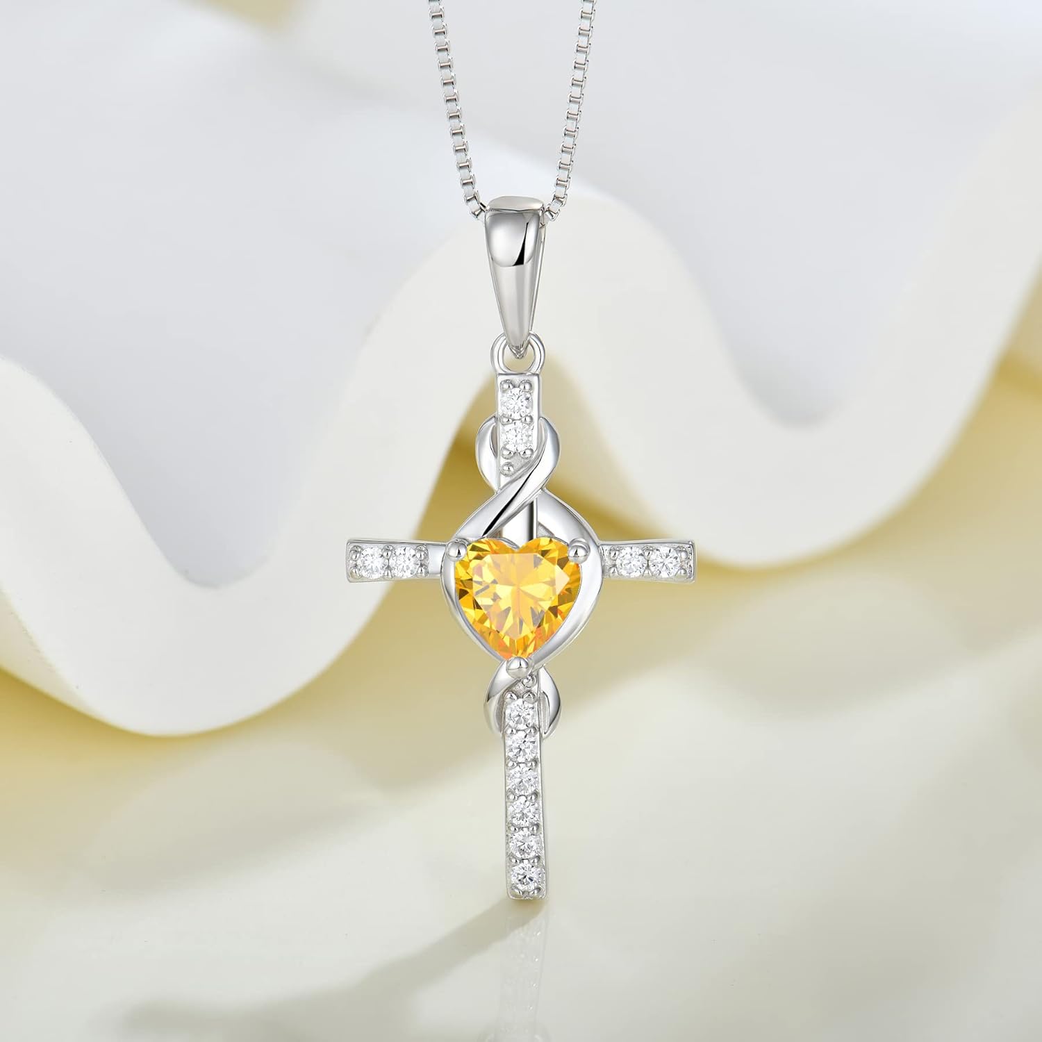 Infinity Cross Necklace 925 Sterling Silver Crucifix Christian Religious Pendant Birthstone Jewelry Gifts for Women - Image 4