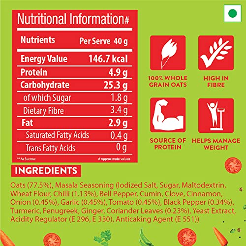Image of Bagrry's Masala Oats | Tangy Tomato | Source of Protein | High Fibre | Helps Manage Weight | Everyday Tasty Snack| Healthy Snack| Masala Oats 500gm Pouch, Pack of 2