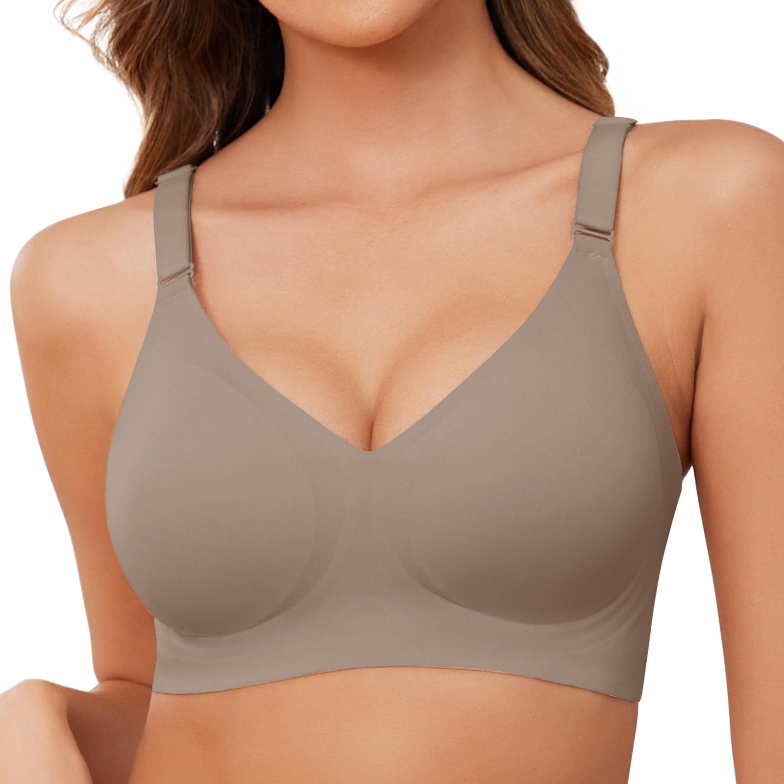 Xnova Donna Reggiseno Senza Ferretto con Cuscinetti, Stretch Leggero Reggiseni di Base Spalline Regolabili Senza Schienale, Comfort Intimo Bralette Invisibile Elasticizzato