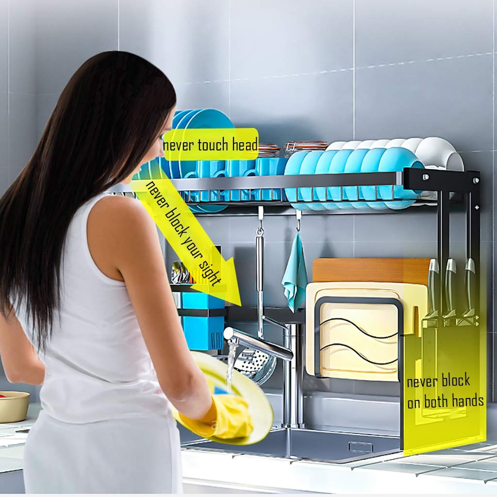 Genérico Escurreplatos de Acero Inoxidable: Organizador de Gran Capacidad para encimeras de Cocina, escurridor de Platos Negro para un Almacenamiento y Secado eficientes.