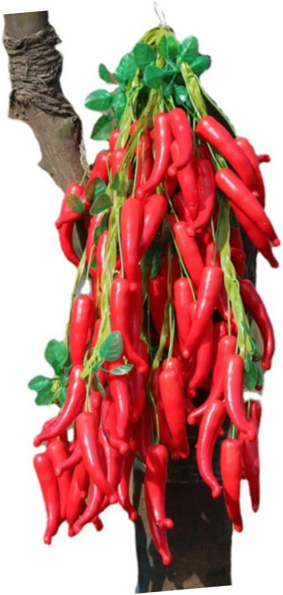 ABOOFAN 4pcs Artificial Vegetable String Simulation Pepper Pendant Fake Chili Hanging Strings Decorations