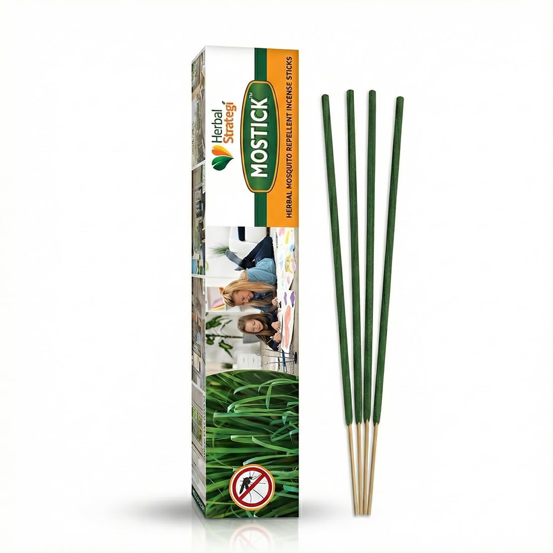 Herbal Strategi Mosquito Agarbatti Incense Stick Herbal - Natural, Vegan & Eco-Friendly | 100% Herbal and Chemical Free | Baby and Pet Safe | Ayush Certified | 120 Sticks