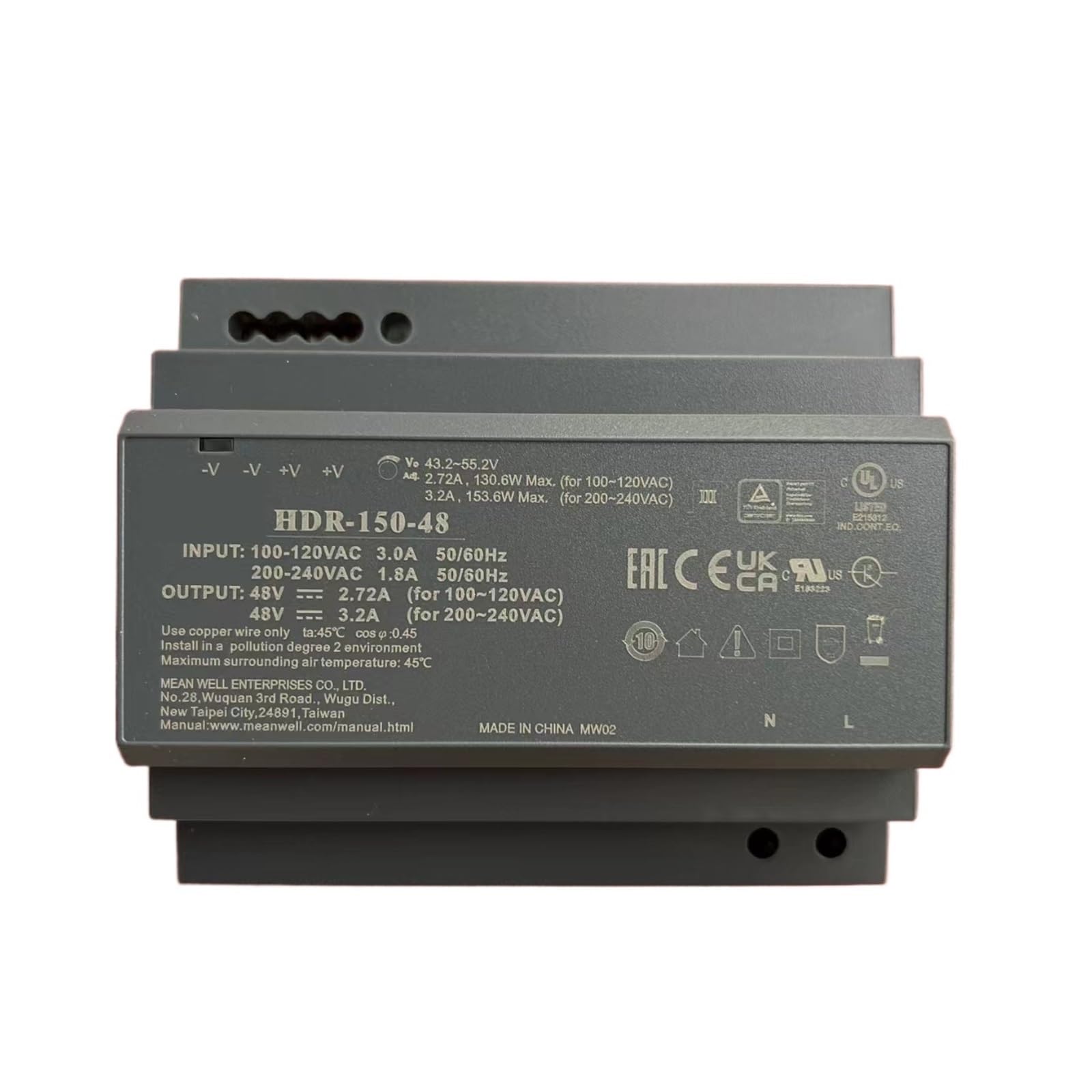 Alimentation 48 V 153,6 W HDR-150-48 à haut rendement énergétique