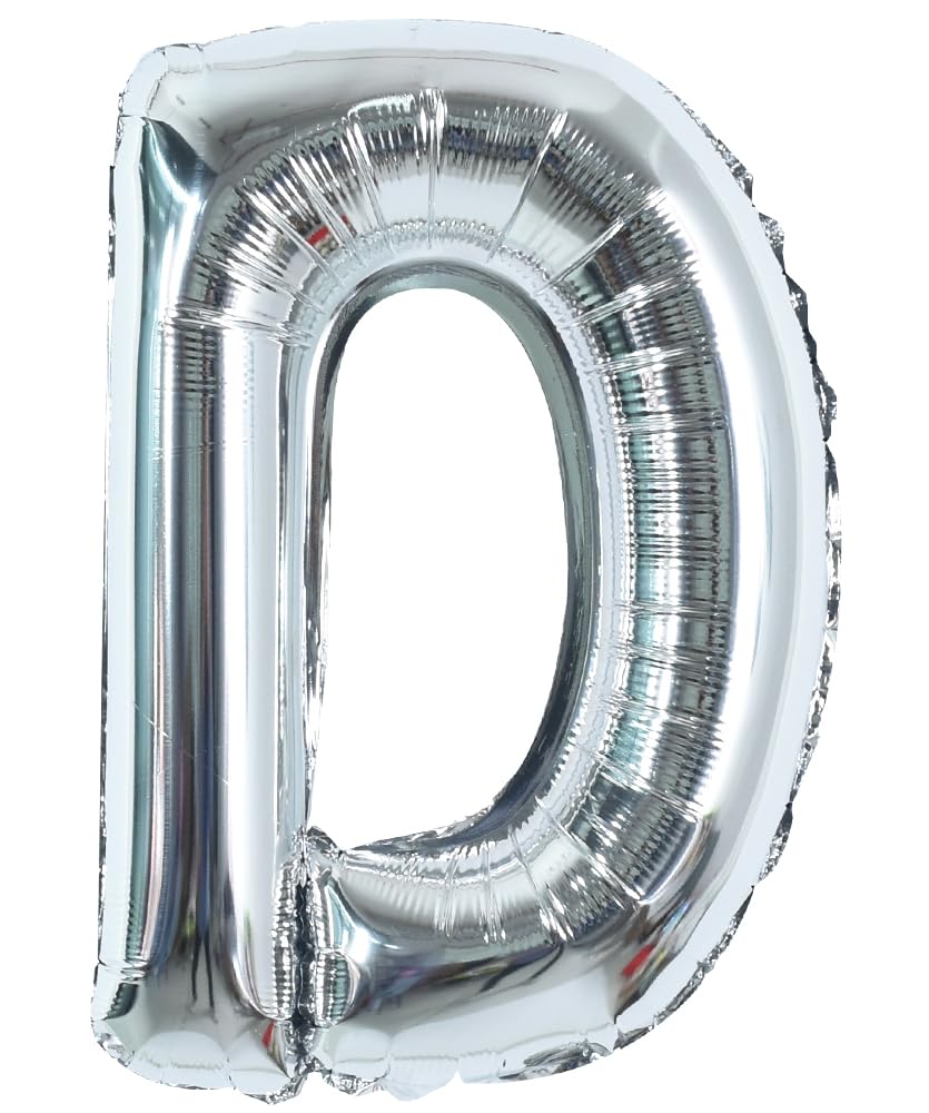 TONIFUL 40 Inch Large Silver Letter D Balloons, Foil Mylar Big Letter Balloons for 2026 New Year Eve Graduation Wedding Baby Shower Birthday Party